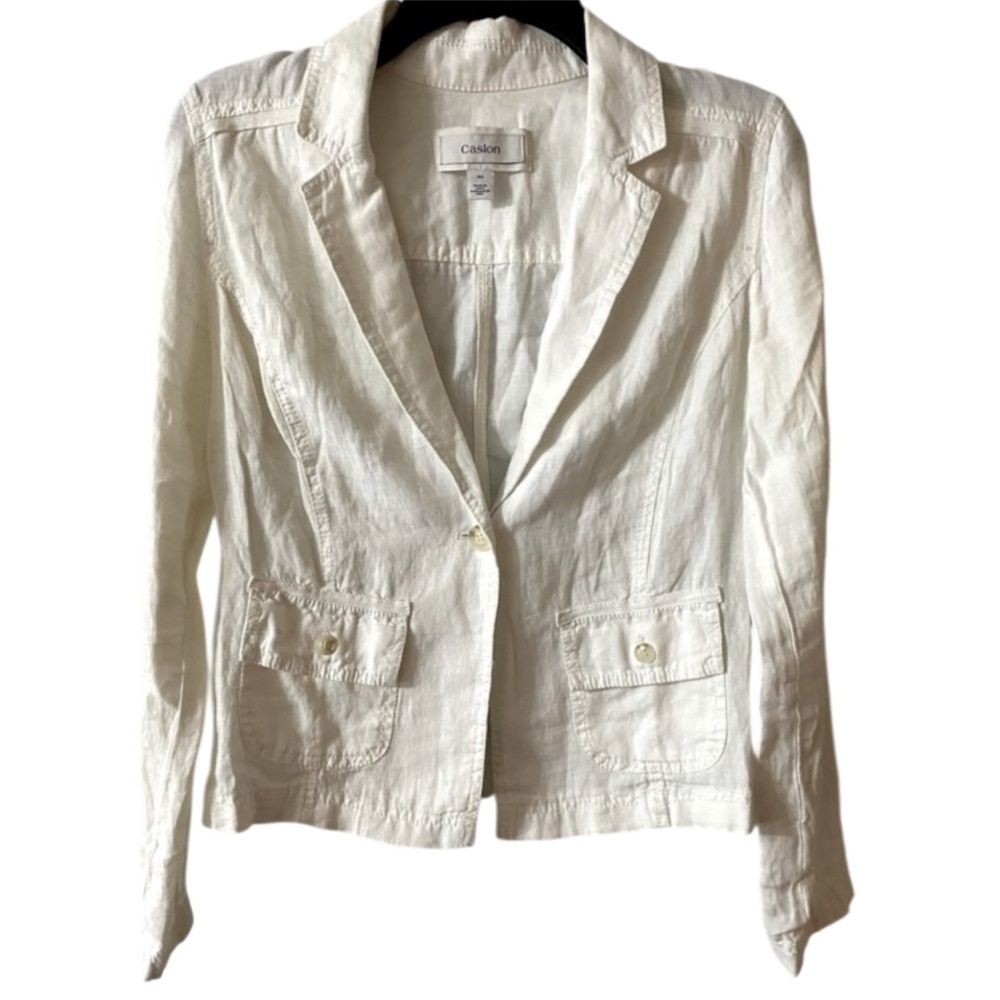 CASLON Linen Blazer, Jacket, Sz XS,Like new, Neutral,timeless, oversized,coastal